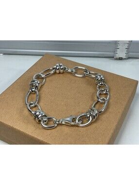 Sterling Silver Circle And Oval Link Bracelet 8” COOL